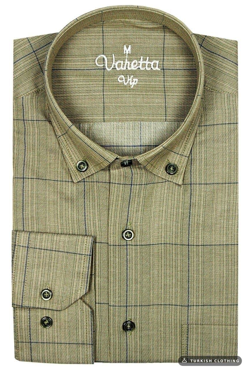 Varetta Men's Green Single Pocket Checkered Long Sleeve Shirt – wholesale Shirts by Varetta, Turkish clothing manufacturer