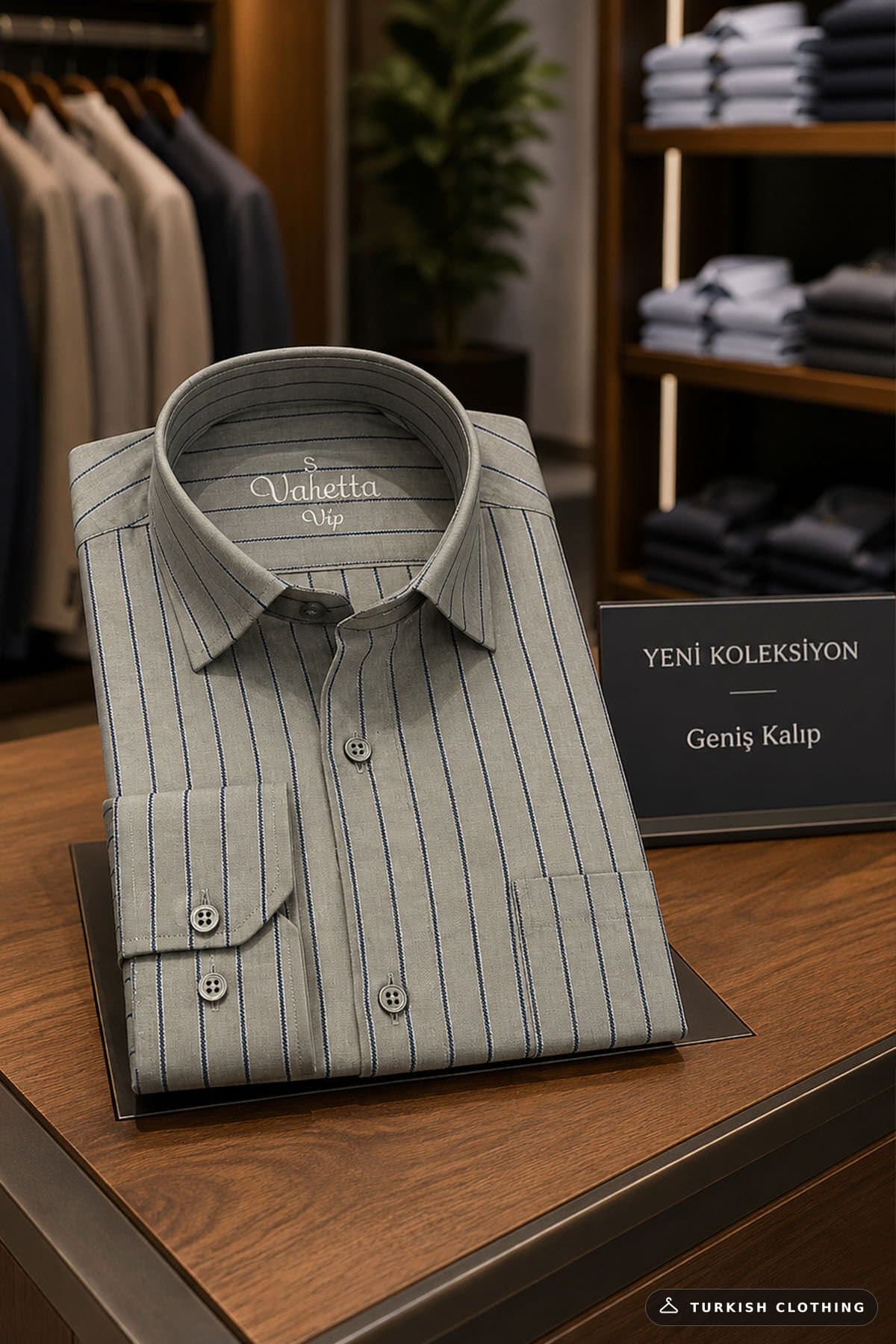 Varetta Men's Green Striped Shirt Cotton Pocket Long Sleeve – wholesale Shirts by Varetta, Turkish clothing manufacturer