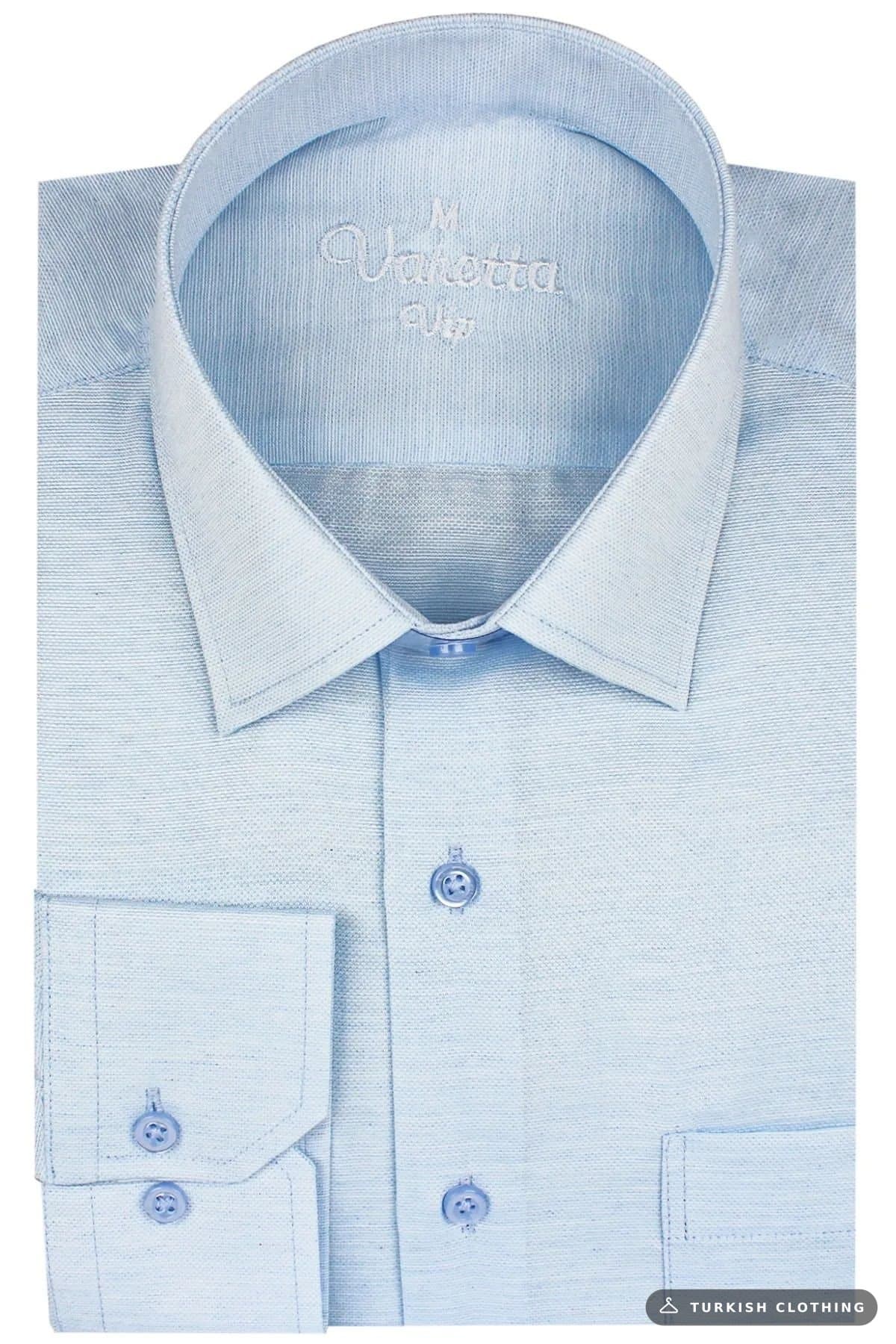 Varetta Men's Ice Blue Green Solid Color Long Sleeve Shirt – wholesale Shirts by Varetta, Turkish clothing manufacturer