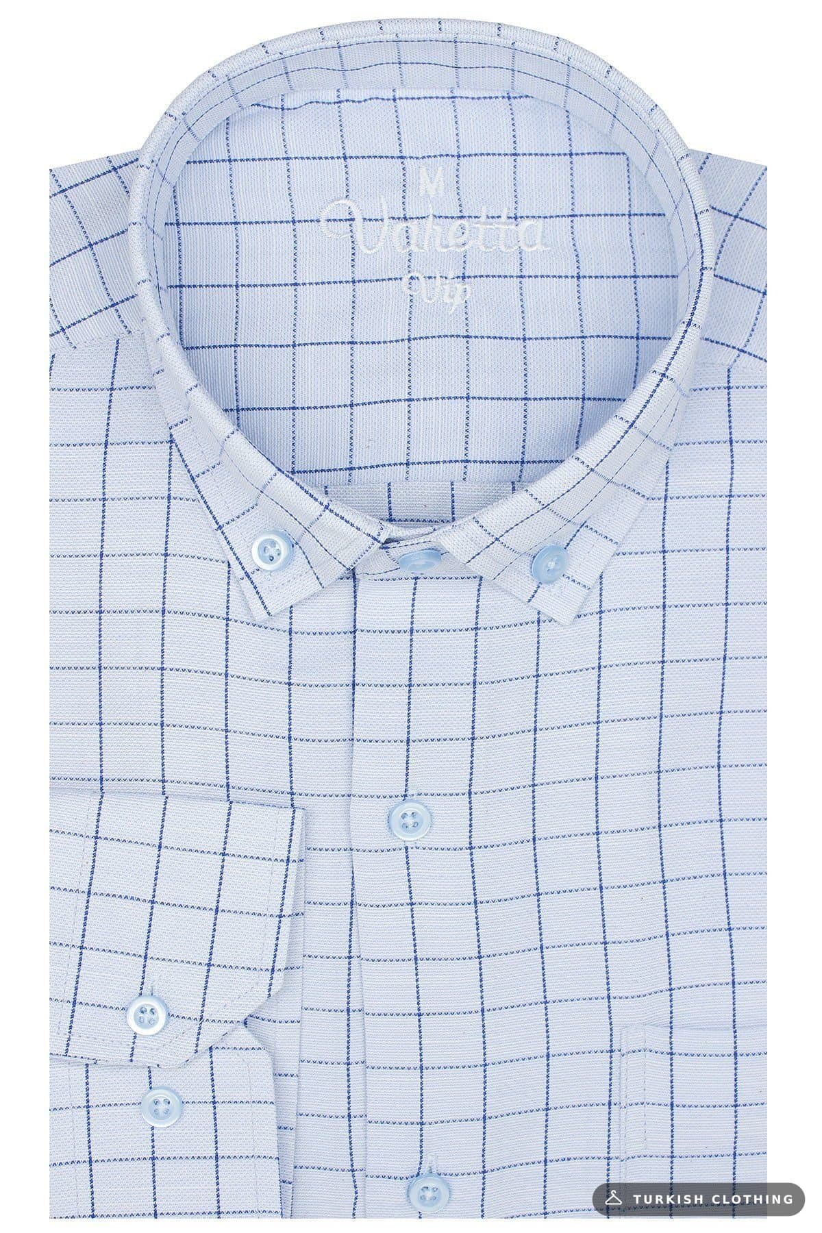 Varetta Men's Ice Blue Long Sleeve Classic Cut Shirt — Brown – wholesale Shirts by Varetta, Turkish clothing manufacturer
