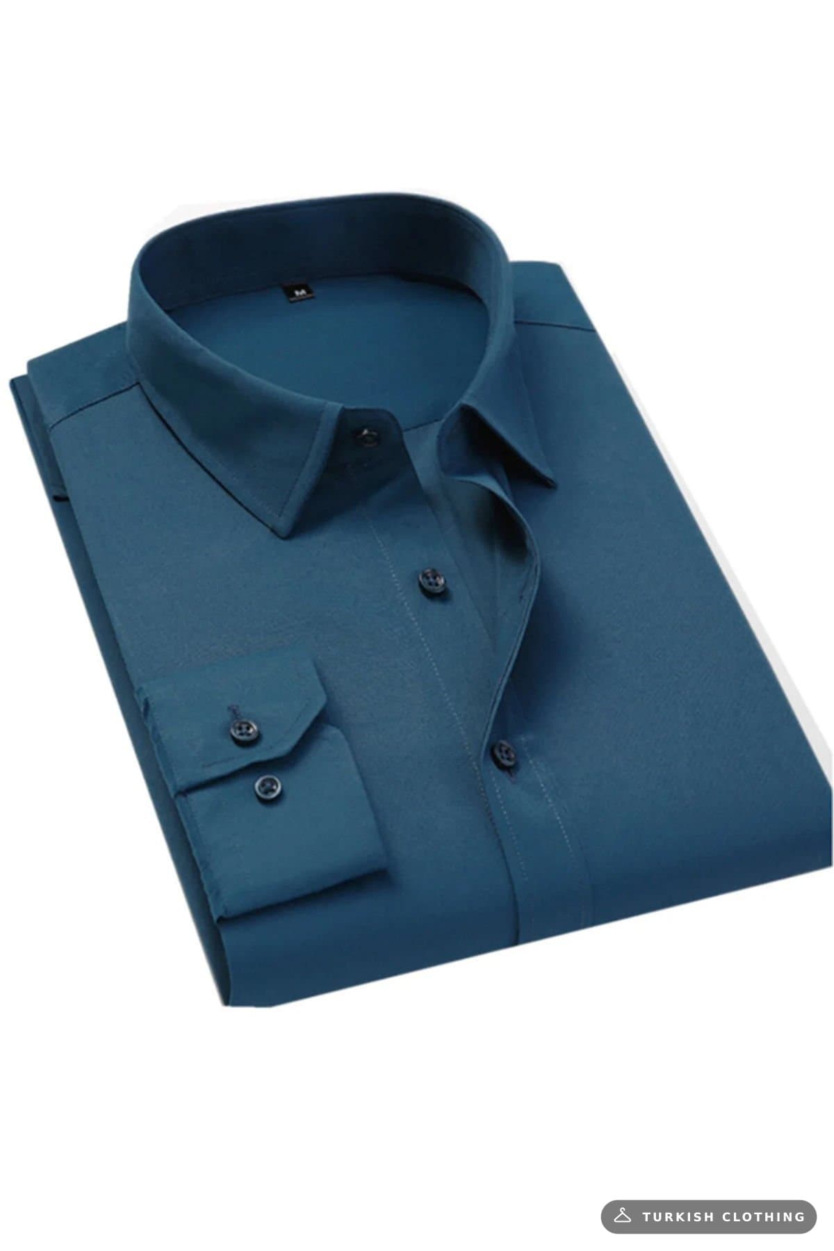 Varetta Men's Indigo Plain Classic Cut Long Sleeve Shirt with Pockets – wholesale Shirts by Varetta, Turkish clothing