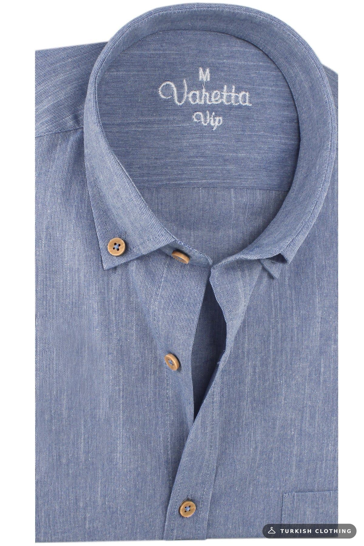 Varetta Men's Lavender Blue Linen Shirt 100% Cotton, Long Sleeve, Wide Cut, Single Pocket – wholesale Shirts by Varetta,