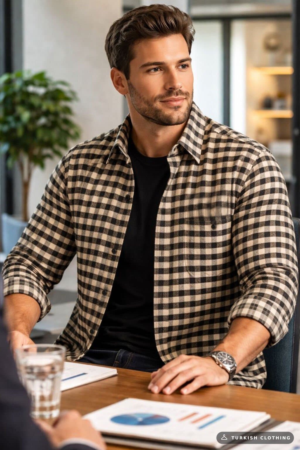 Varetta Men's Light Brown Winter Shirt Checked Classic Cut – wholesale Shirts by Varetta, Turkish clothing manufacturer