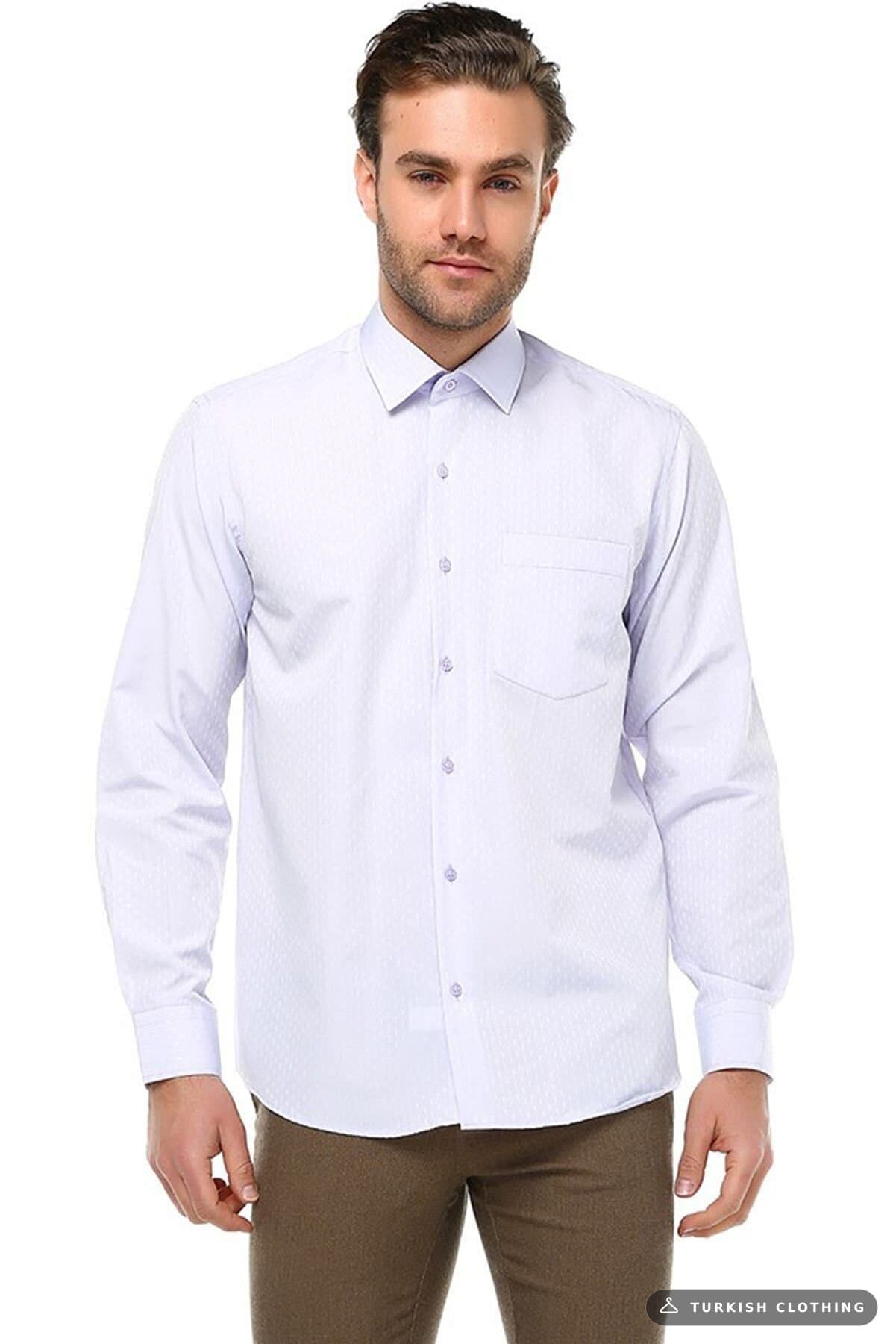Varetta Men's Lilac Mini Patterned Sleeve Classic Cut Collar Buttoned Shirt – wholesale Shirts by Varetta, Turkish clothing