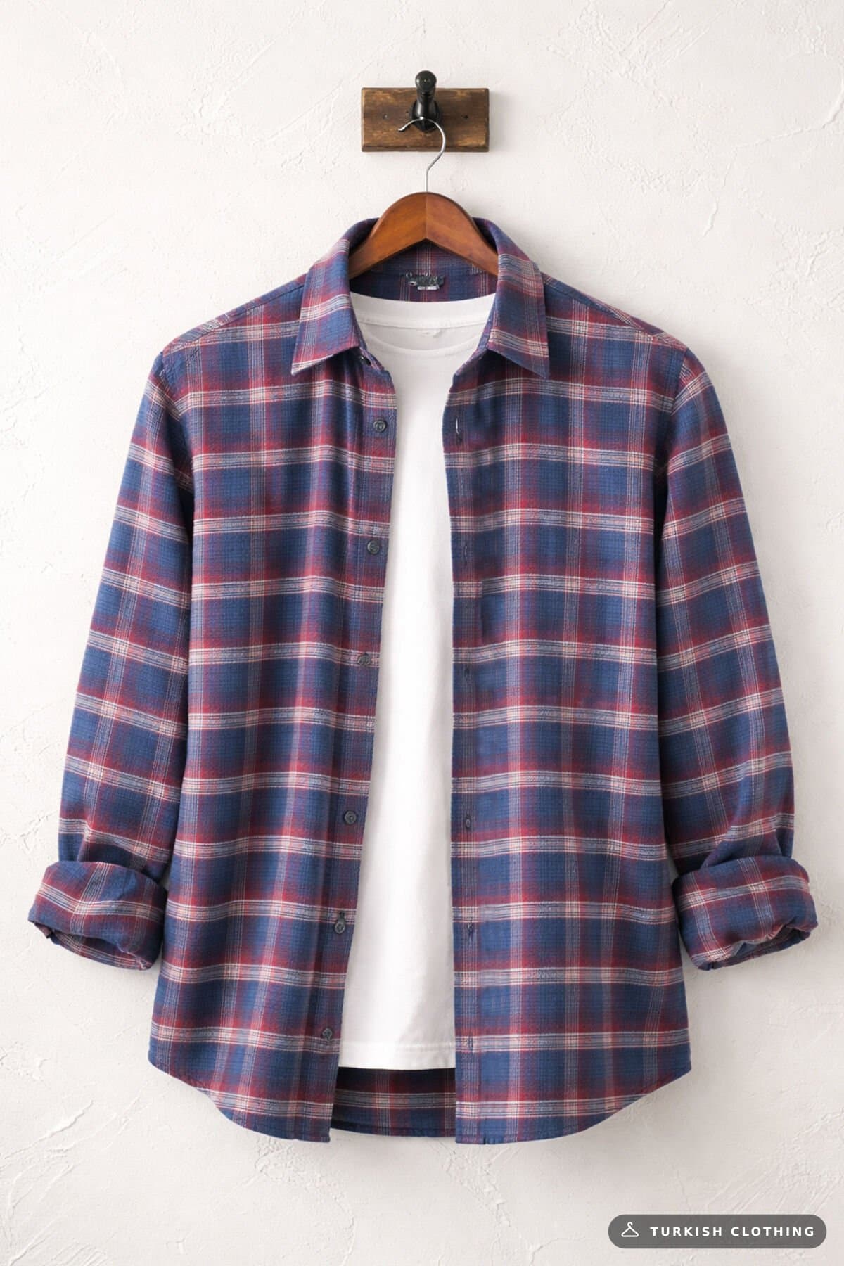 Varetta Men's Navy Blue Checkered Classic Cut Winter Shirt – wholesale Shirts by Varetta, Turkish clothing manufacturer