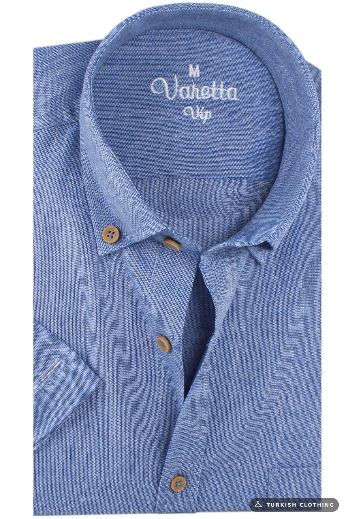Varetta Men's Navy Blue Linen Short Sleeve Shirt with Pockets – wholesale Shirts by Varetta, Turkish clothing manufacturer