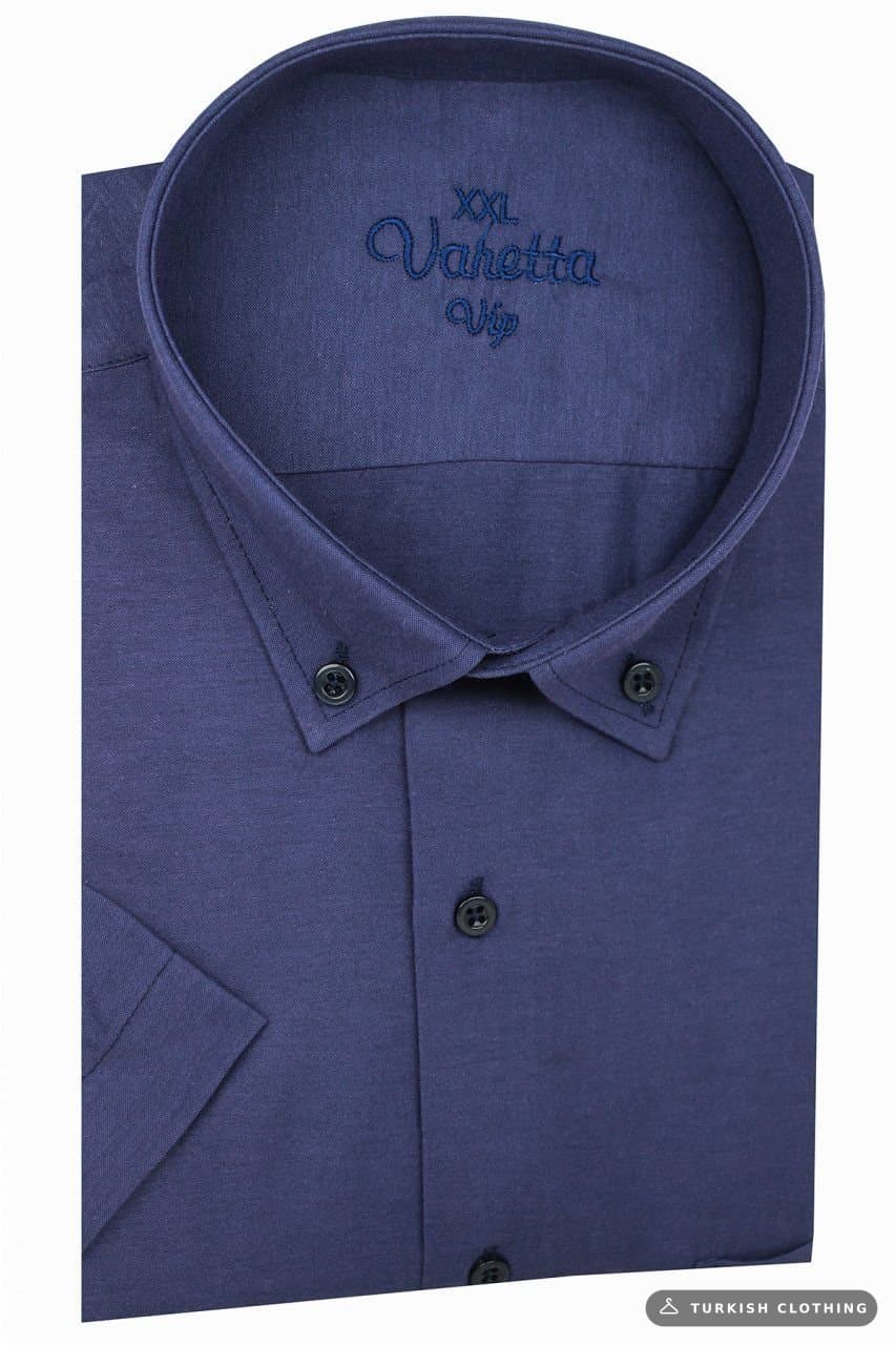 Varetta Men's Navy Blue Short Sleeve Plus Size Shirt – wholesale Shirts by Varetta, Turkish clothing manufacturer