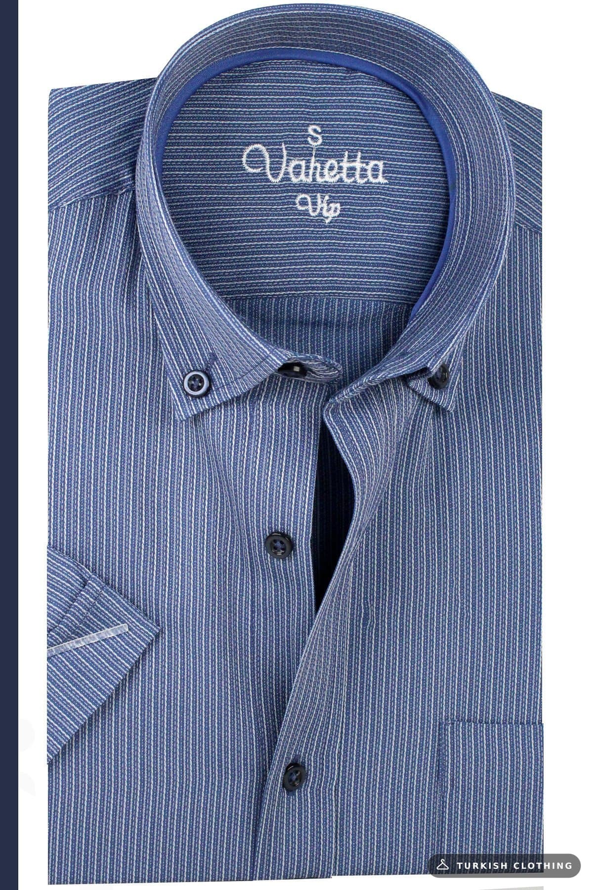 Varetta Men's Navy Blue Short Sleeve Pocket Wide Cut Cotton Summer — Relaxed Fit Checked – wholesale Shirts by Varetta,