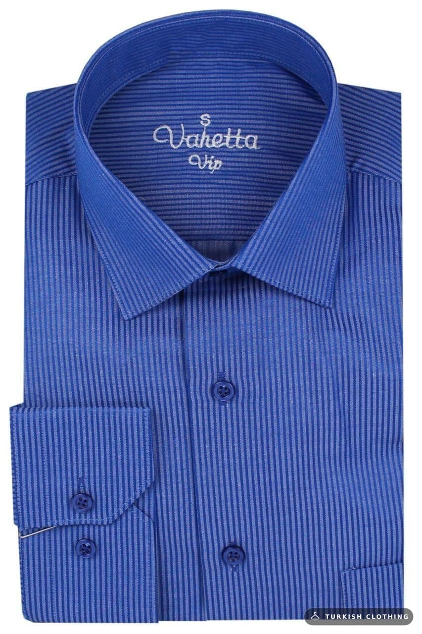 Varetta Men's Navy Blue Striped Classic Cut Long Sleeve Shirt – wholesale Shirts by Varetta, Turkish clothing manufacturer
