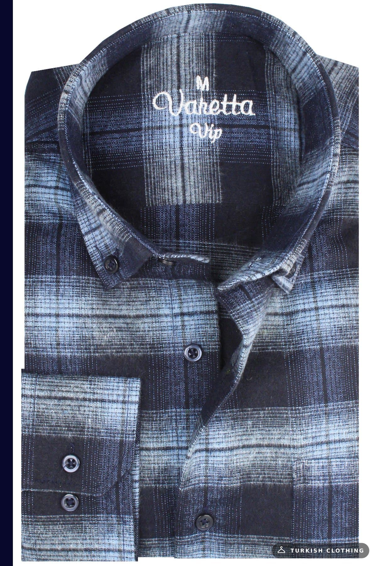 Varetta Men's Navy Blue Winter Checkered Woolen Pocket Wide Cut — Checked Relaxed Fit (4) – wholesale Shirts by Varetta,