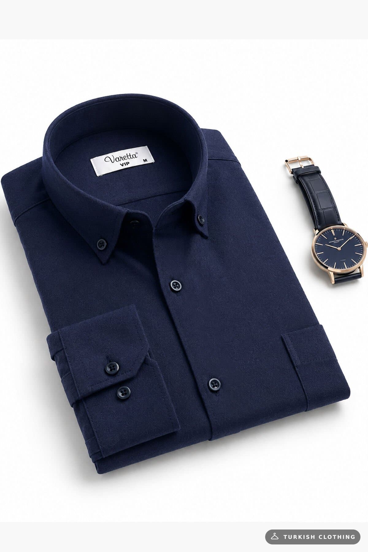 Varetta Men's Navy Blue Winter Shirt Wide Cut Pocket Collar Buttoned – wholesale Shirts by Varetta, Turkish clothing