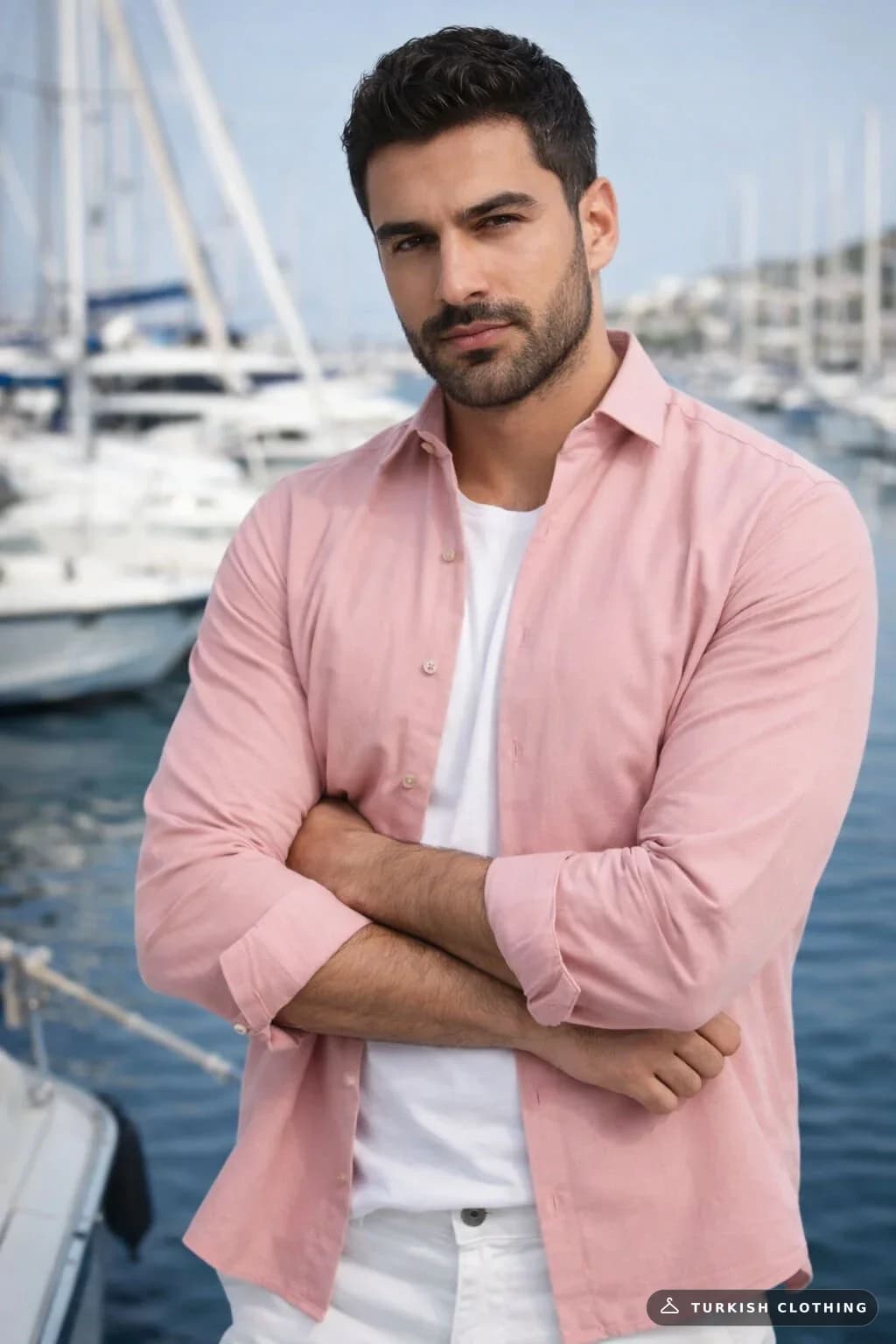 Varetta Men's Pink Plain Pocketless Wide Cut Long Sleeve Shirt