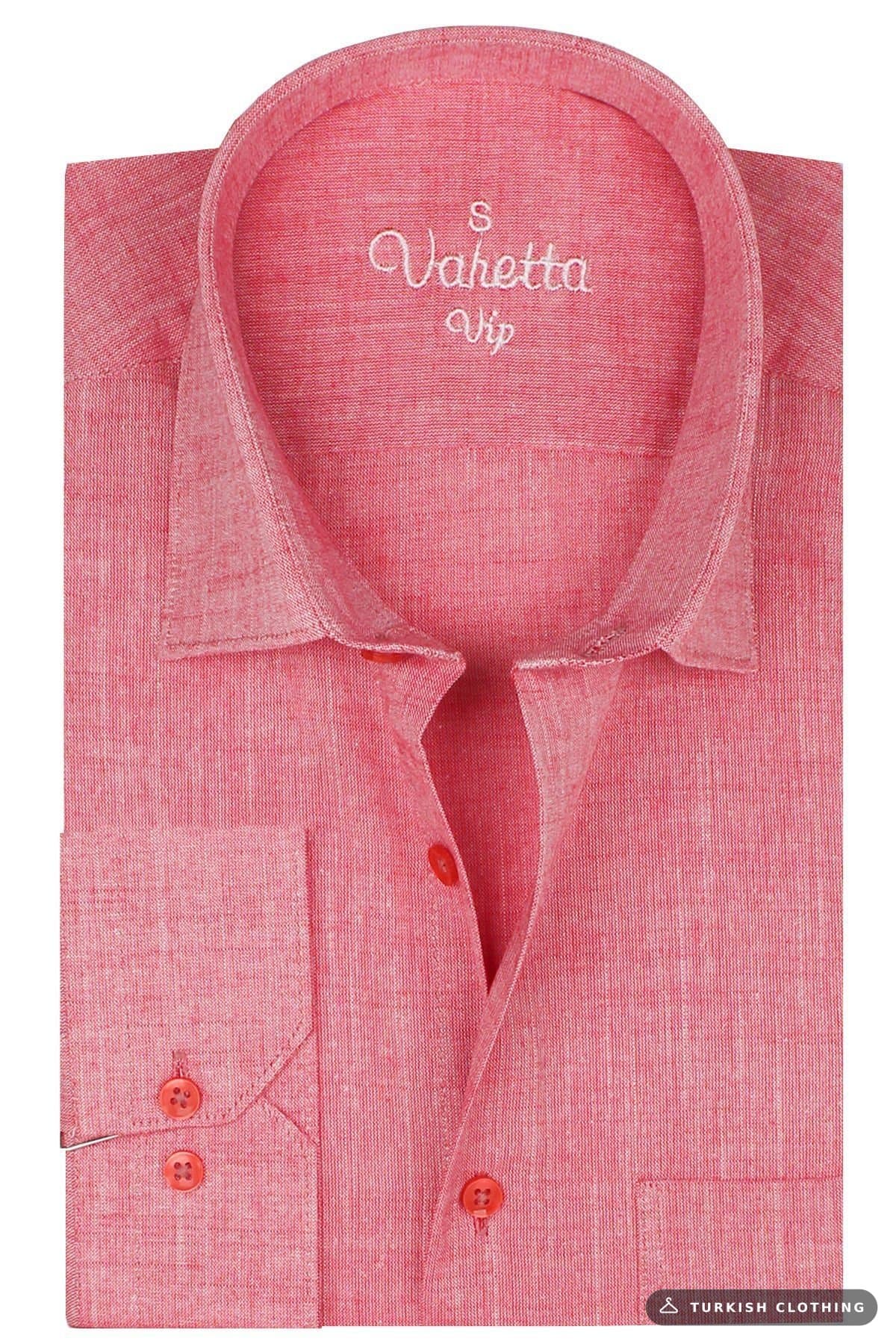 Varetta Men's Pink Shirt Long Sleeve Linen Effect Pocket Cotton (2) – wholesale Shirts by Varetta, Turkish clothing