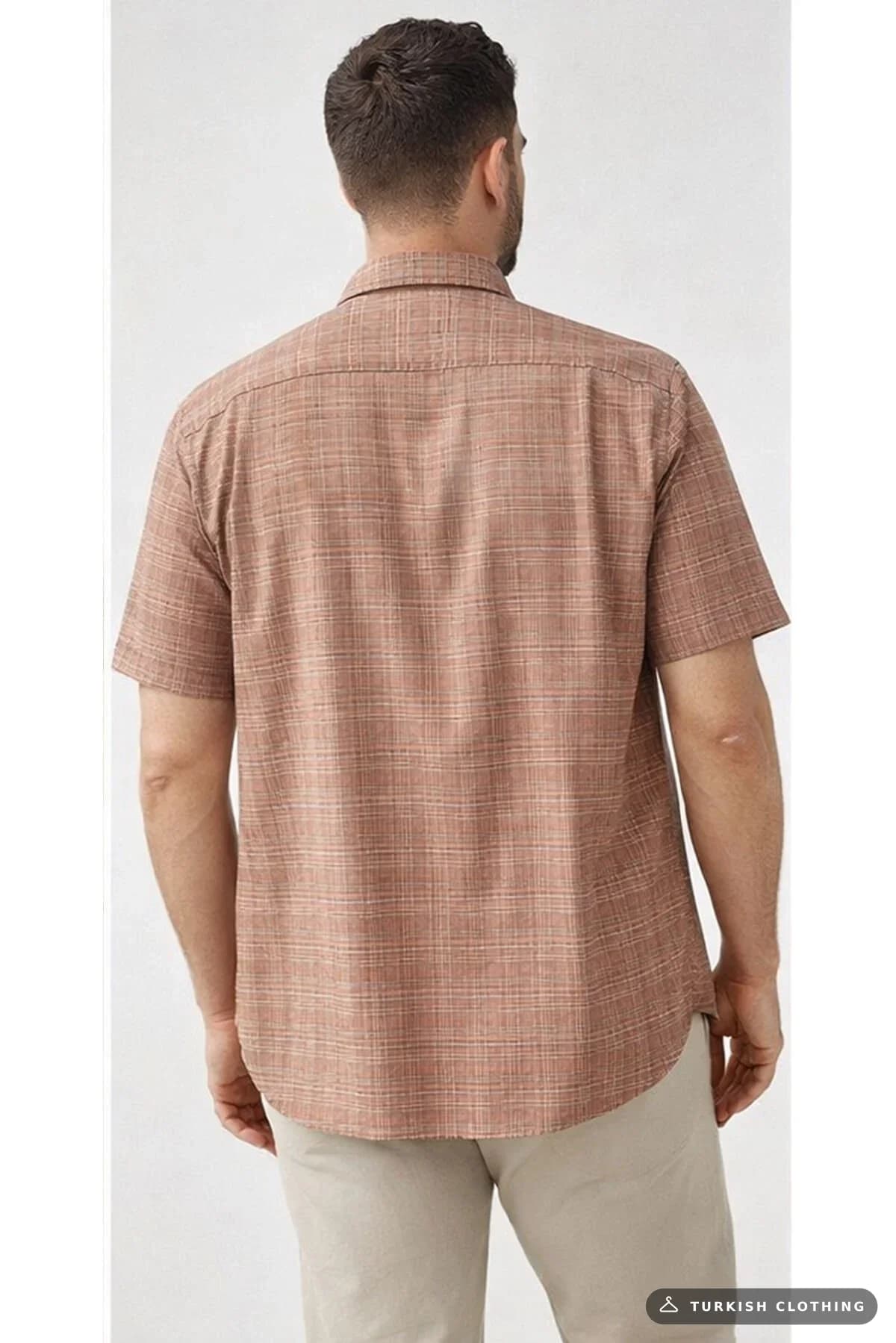 Varetta Men's Red Brown Cotton Summer Short Sleeve Shirt with Pockets