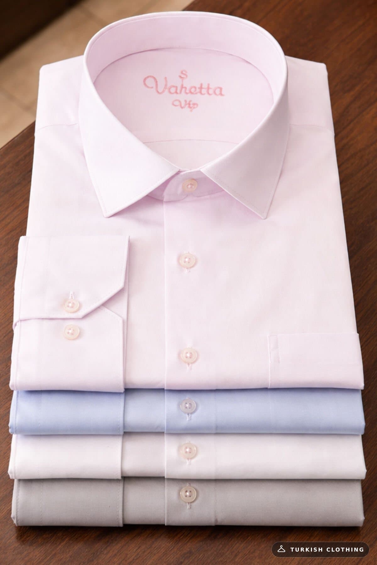 Varetta Men's Shirt Pink Long Sleeve Cotton Solid Color Pocket Model in Soft and comfortable – wholesale Shirts by Varetta,