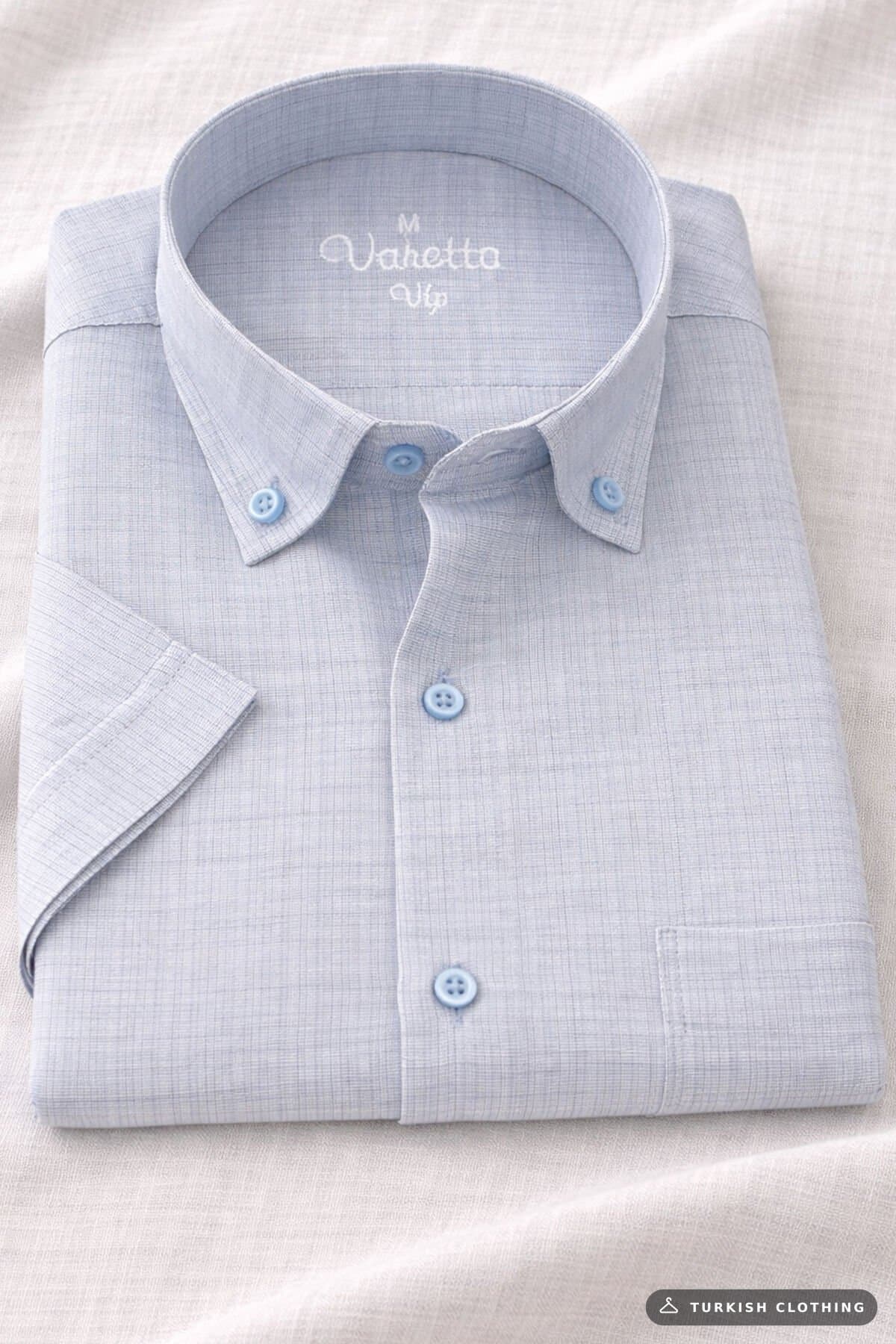 Varetta Men's Short Sleeve Shirt Blue Collar Buttoned Pocket Summer Casual – wholesale Shirts by Varetta, Turkish clothing