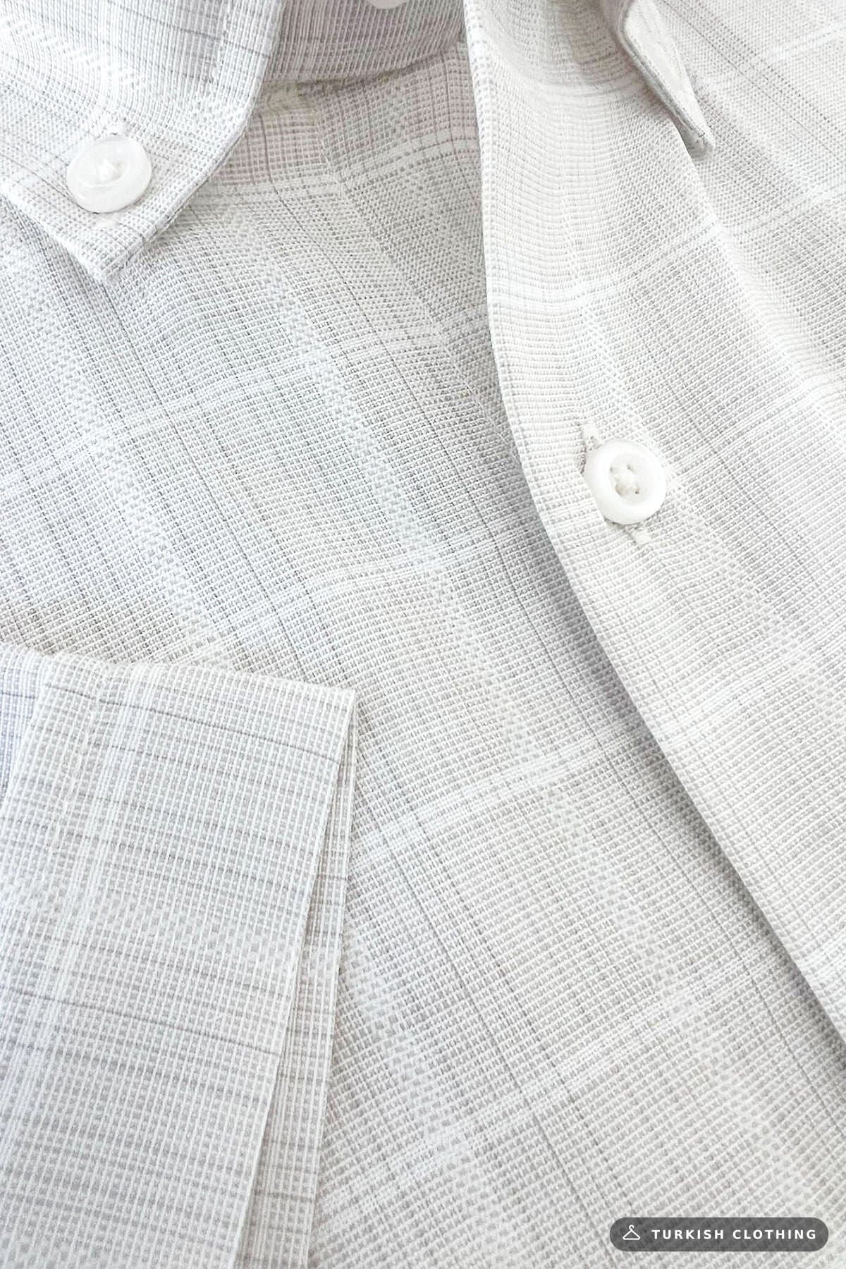 Varetta Men's Short Sleeve Shirt Gray Linen Effect Collar Buttoned Pocket Summer – wholesale Shirts by Varetta, Turkish