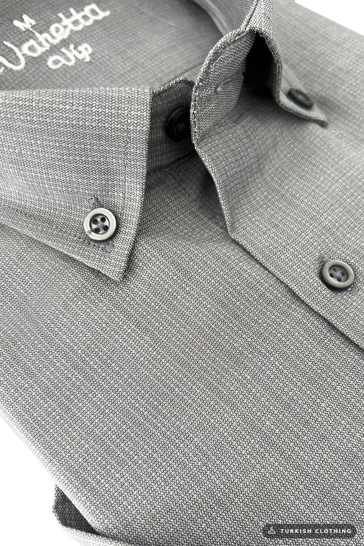 Varetta Men's Short Sleeve Shirt Gray Wide Cut Cotton Summer – wholesale Shirts by Varetta, Turkish clothing manufacturer