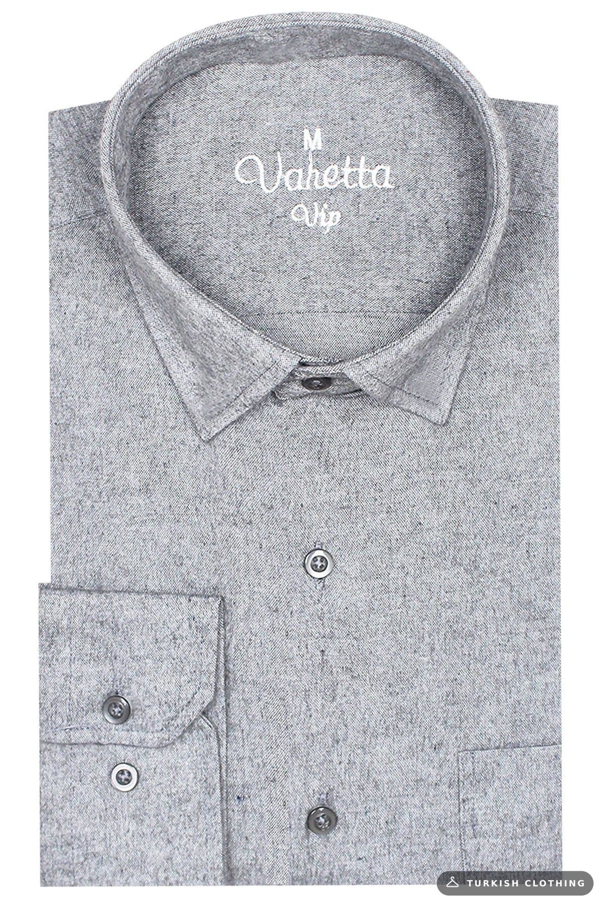 Varetta Men's Silver Gray Winter Shirt with Pockets – wholesale Shirts by Varetta, Turkish clothing manufacturer
