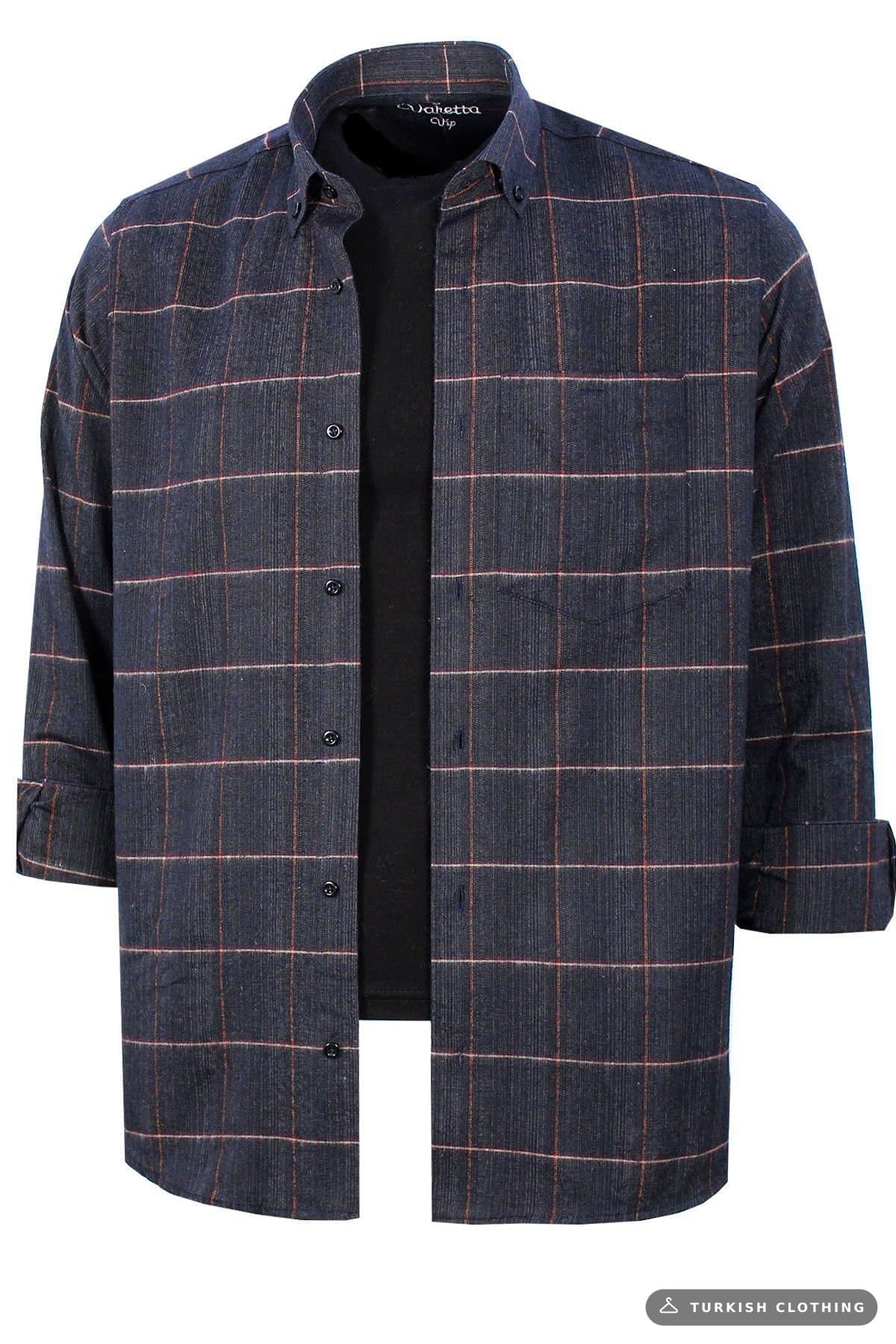 Varetta Men's Smoked Checked Classic Cut Collar Buttoned Winter Shirt – wholesale Shirts by Varetta, Turkish clothing