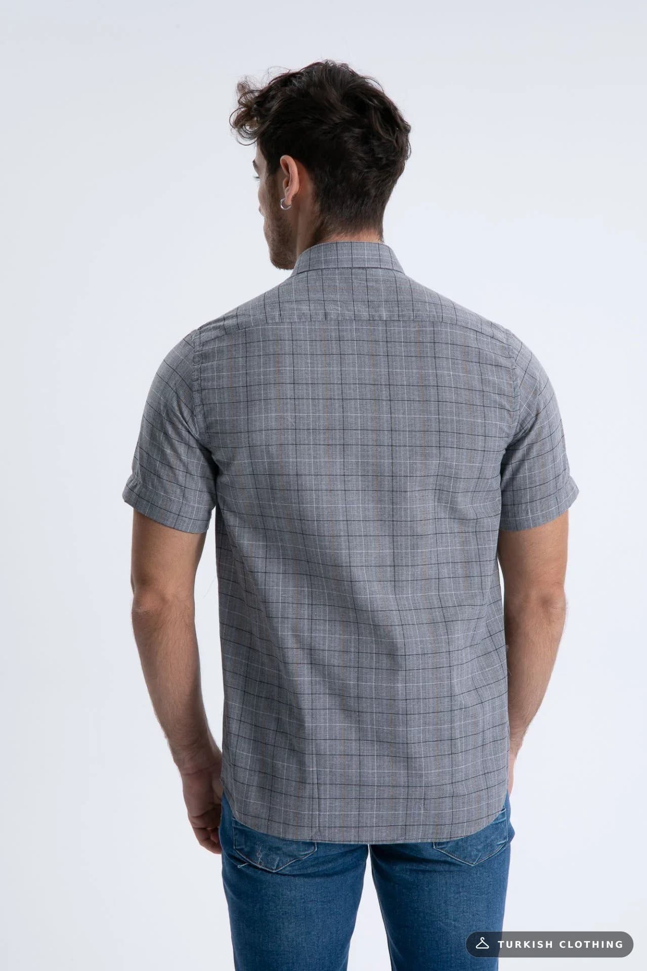 Varetta Men's Smoked Checkered Double Pocket Summer Short Sleeve — Plus Size Cotton Sateen