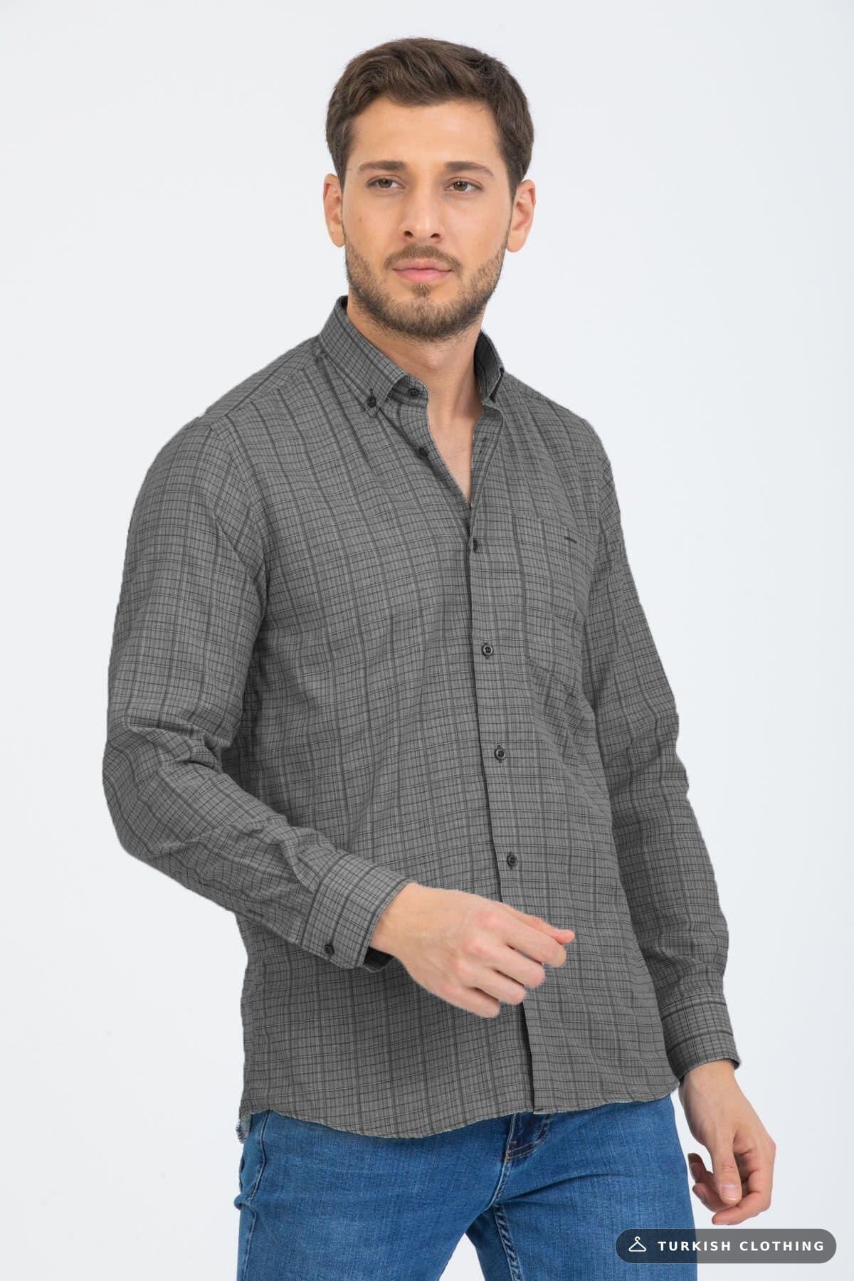 Varetta Men's Smoked Checkered Sleeve Classic Cut Collar Buttoned — Checked Button-Down – wholesale Shirts by Varetta,