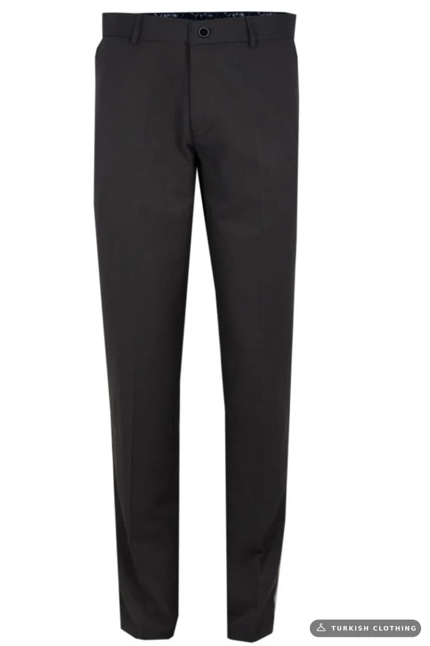 Varetta Men's Smoked Classic Cut Dobby Linen Trousers — Smoke Gray