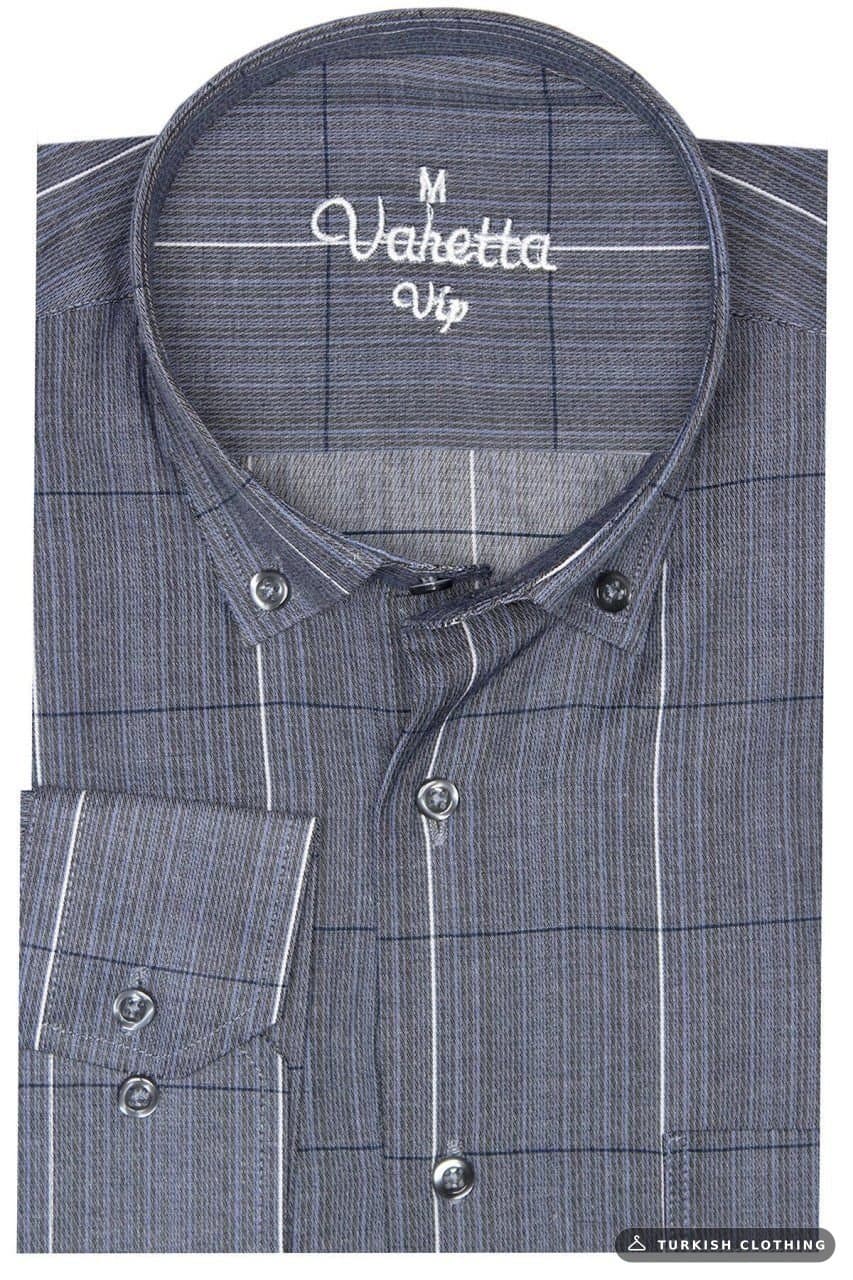 Varetta Men's Smoked Classic Cut Long Sleeve Shirt with Pockets — Brown – wholesale Shirts by Varetta, Turkish clothing