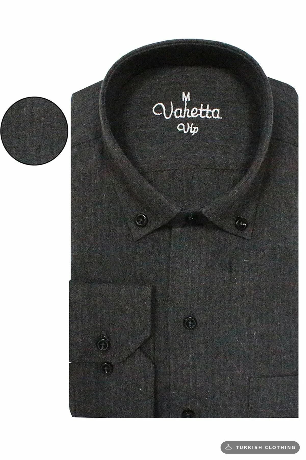 Varetta Men's Smoked Plain Long Sleeve Winter Shirt — Blue – wholesale Shirts by Varetta, Turkish clothing manufacturer
