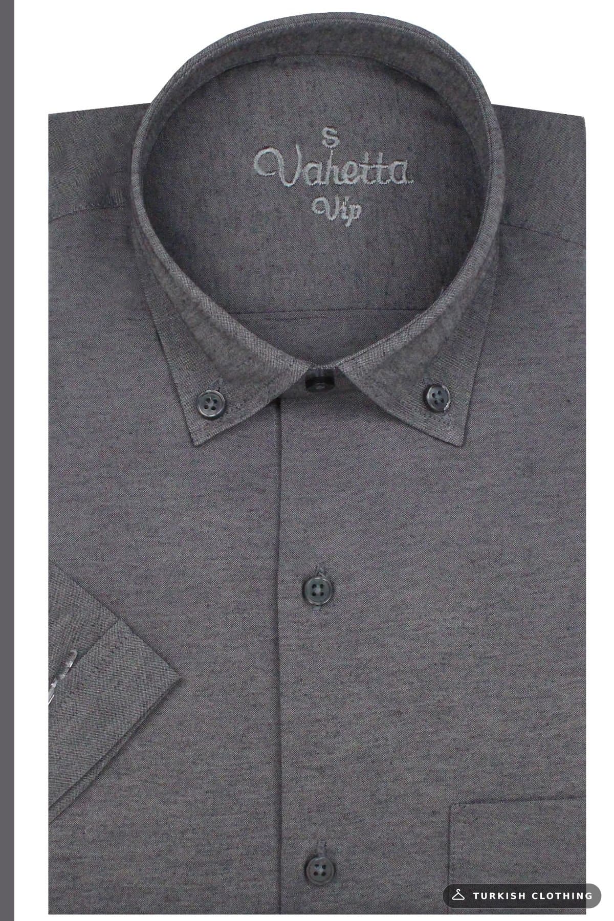 Varetta Men's Smoked Short Sleeve Wide Cut Cotton Shirt with Pockets — Smoke Gray – wholesale Shirts by Varetta, Turkish