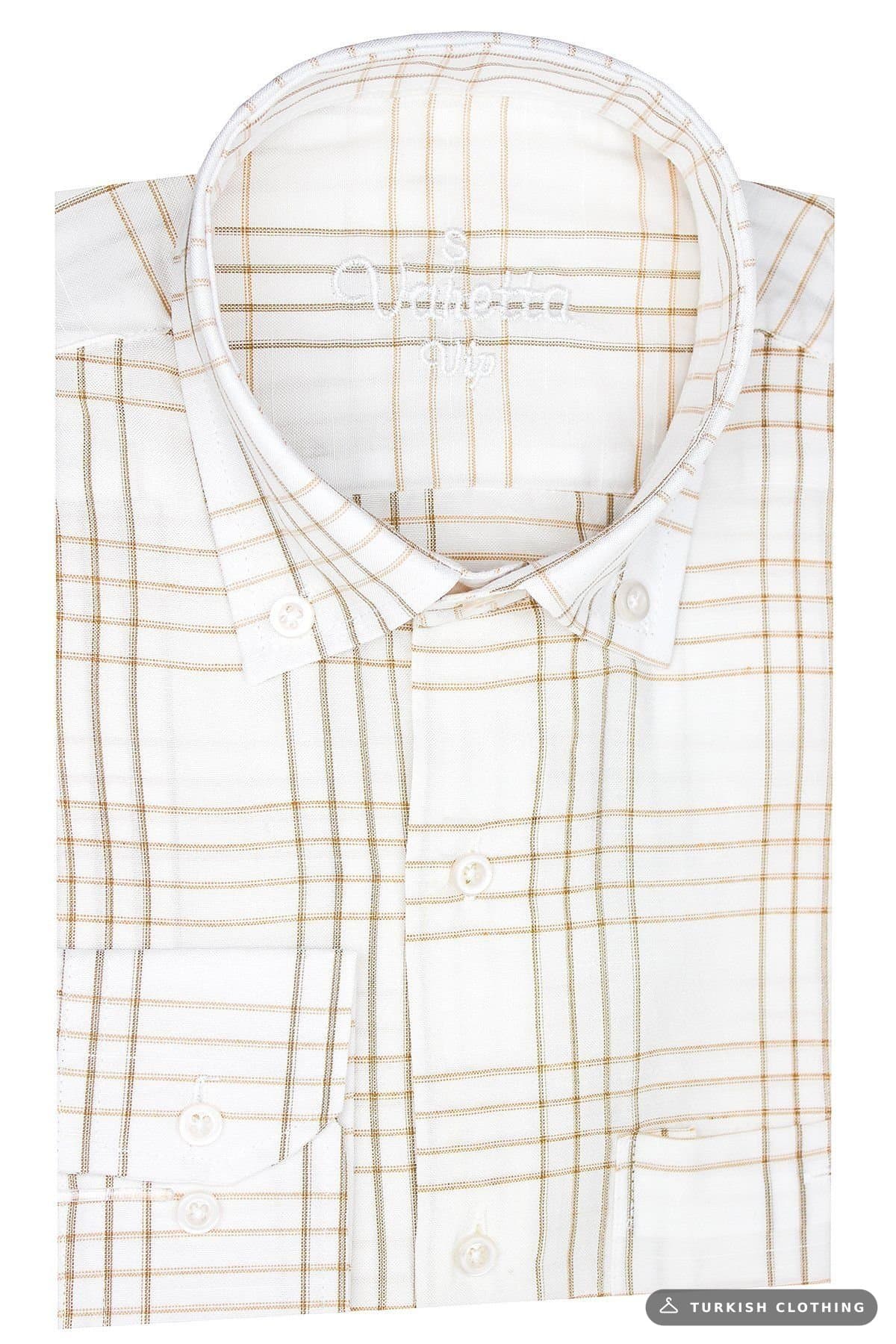 Varetta Men's White Checkered Long Sleeve Shirt – wholesale Shirts by Varetta, Turkish clothing manufacturer