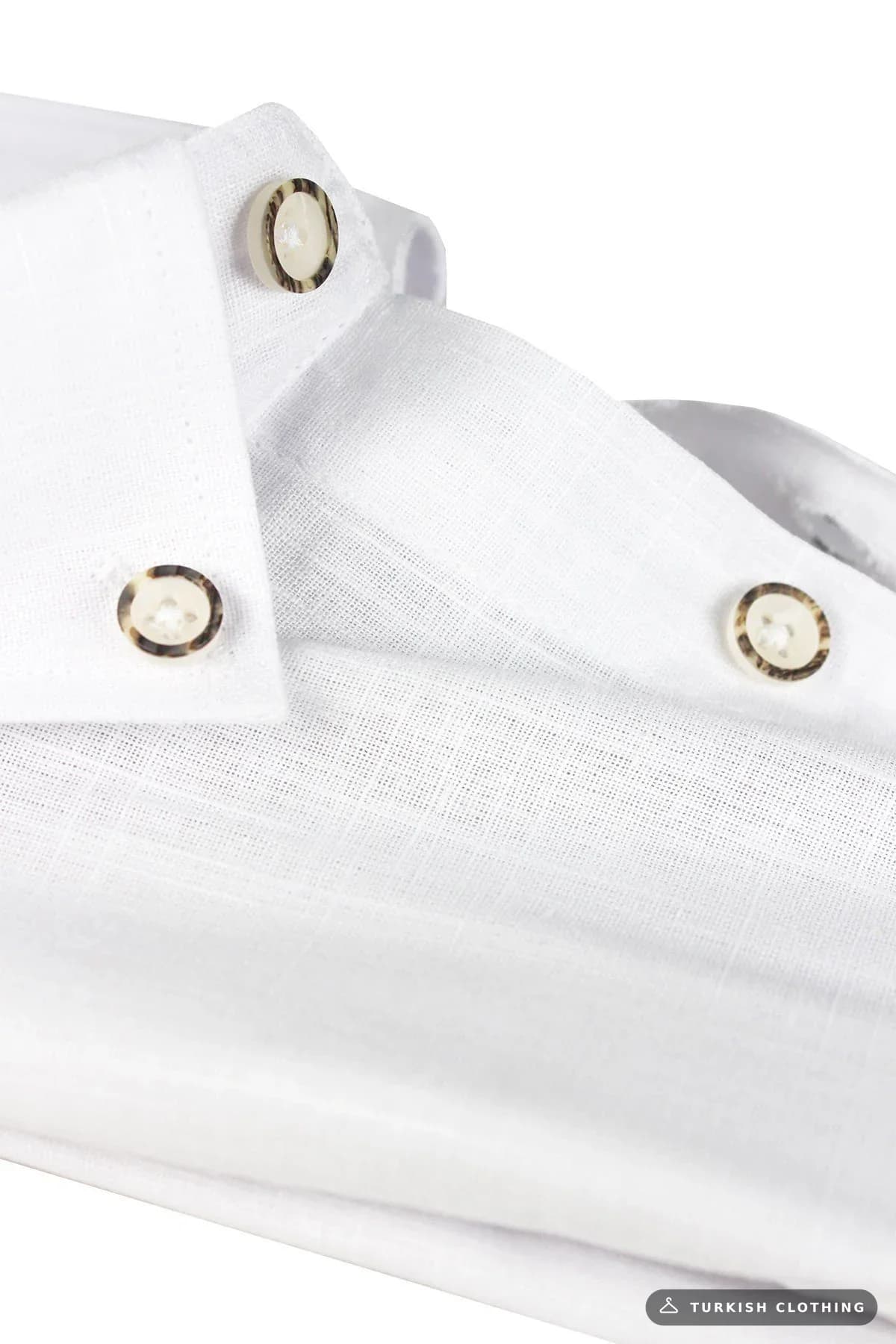 Varetta Men's White Linen Pocketed Short Sleeve Shirt