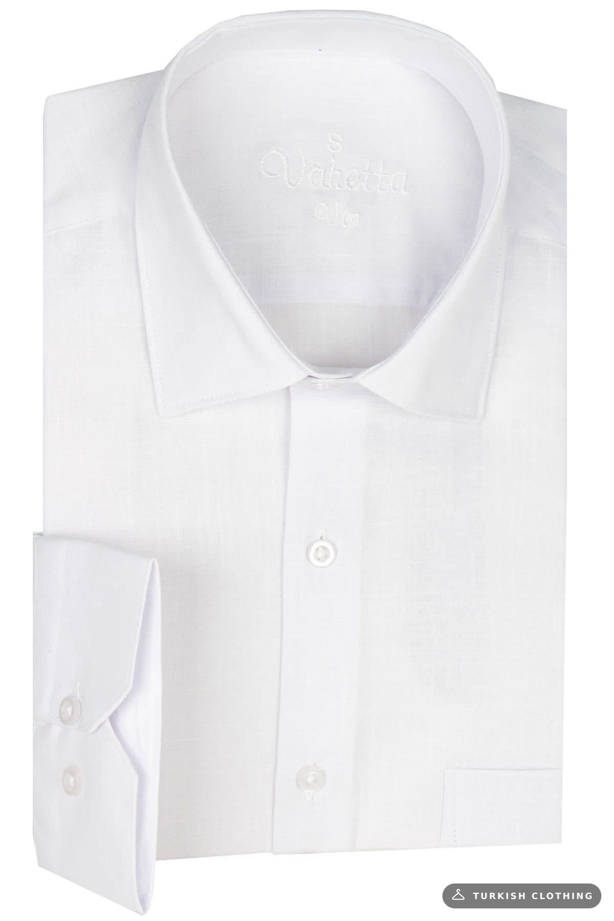 Varetta Men's White Long Sleeve Linen Effect Pocket Cotton Shirt (2) – wholesale Shirts by Varetta, Turkish clothing