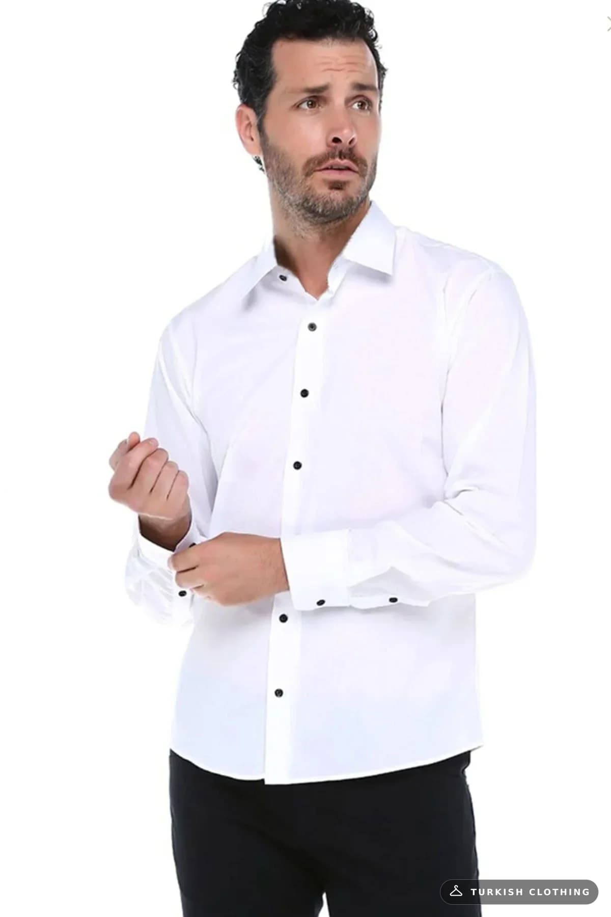 Varetta Men's White Plain No Pocket Wide Cut Long Sleeve Shirt