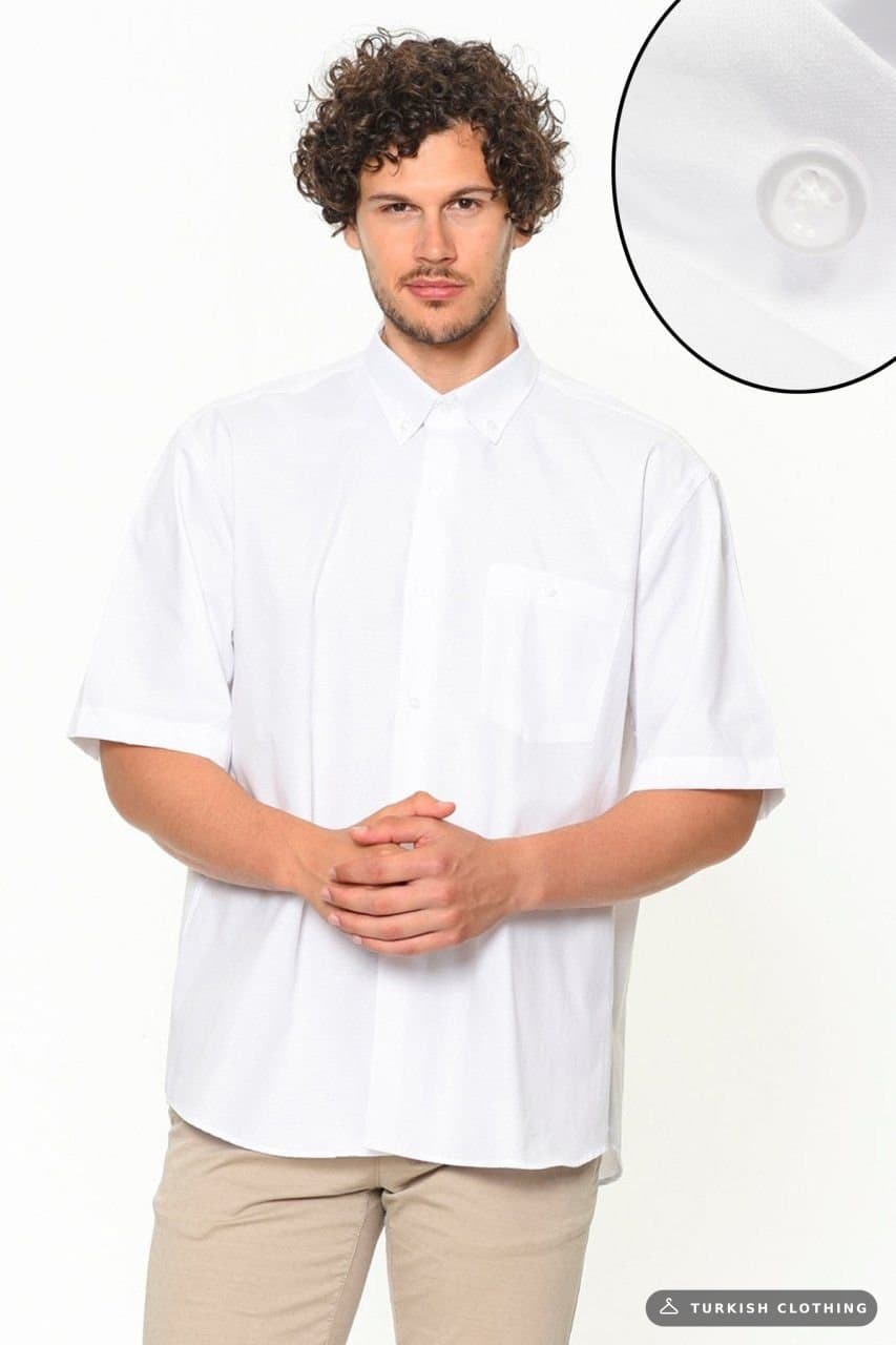 Varetta Men's White Short Sleeve Cotton Satin Shirt – wholesale Shirts by Varetta, Turkish clothing manufacturer