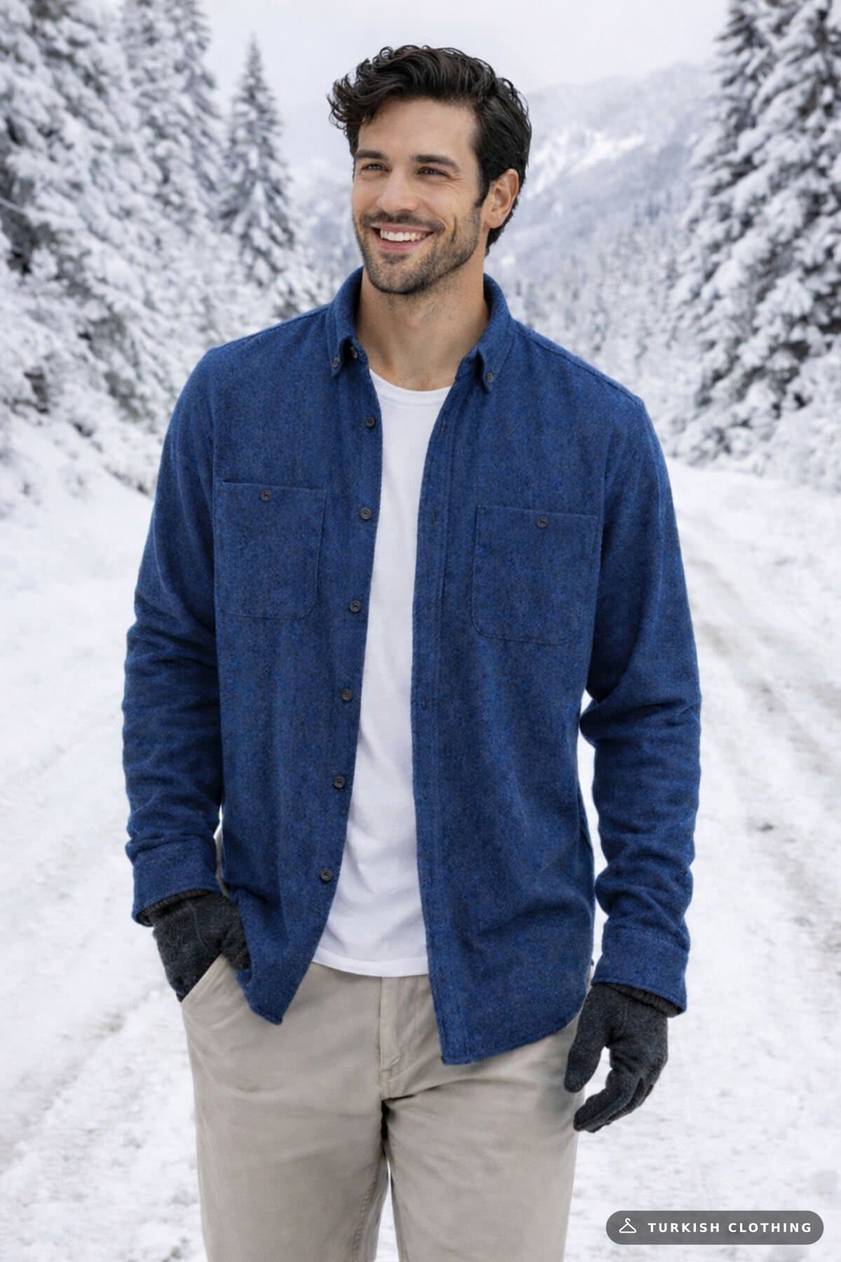 Varetta Parliament Blue Men's Thick Winter Lumberjack Shirt – Comfortable Fit with Double – wholesale Shirts by Varetta,