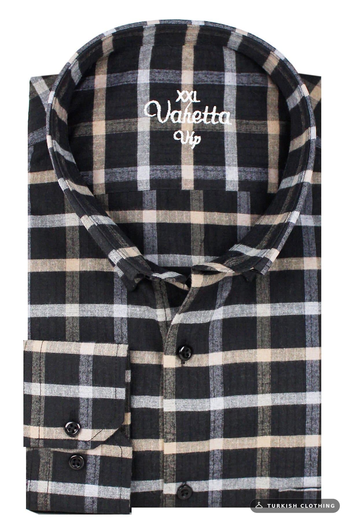 Varetta Plus Size Men's Black Winter Woolen Shirt - Wide Cut Flannel — Pocket Relaxed Fit – wholesale Shirts by Varetta,