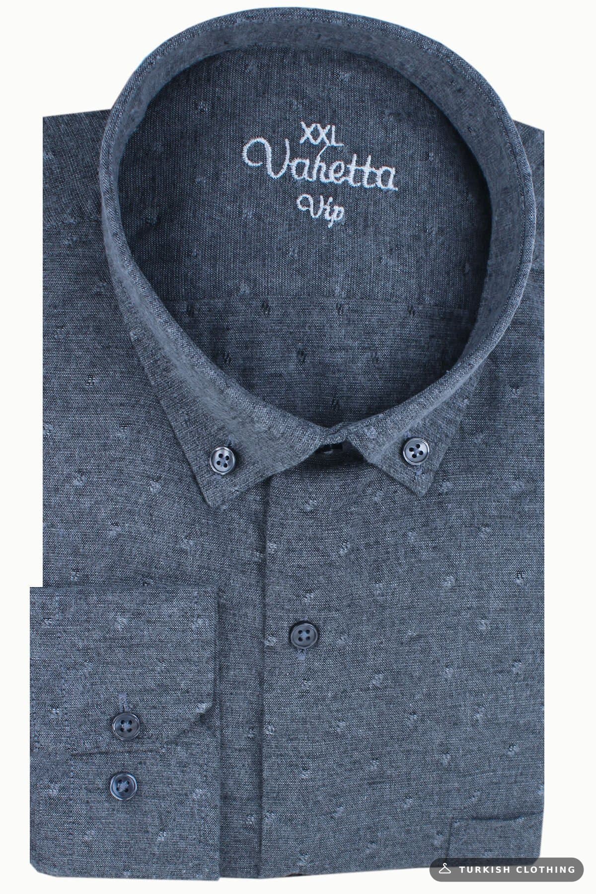 Varetta Plus Size Men's Blue Winter Woolen Shirt - Wide Cut Flannel Model with Pockets – wholesale Shirts by Varetta,