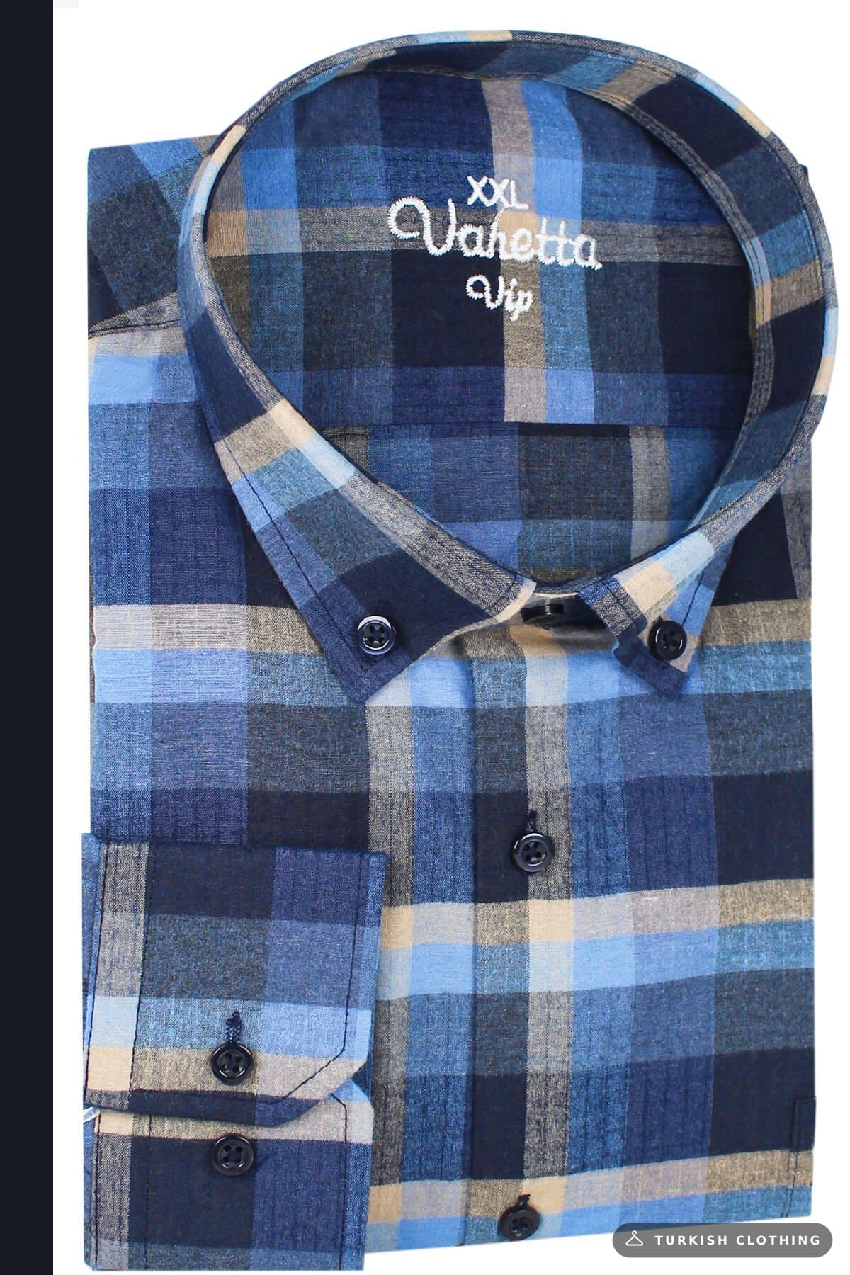 Varetta Plus Size Men's Blue Winter Woolen Shirt - Wide Cut Flannel — Pocket Relaxed Fit – wholesale Shirts by Varetta,