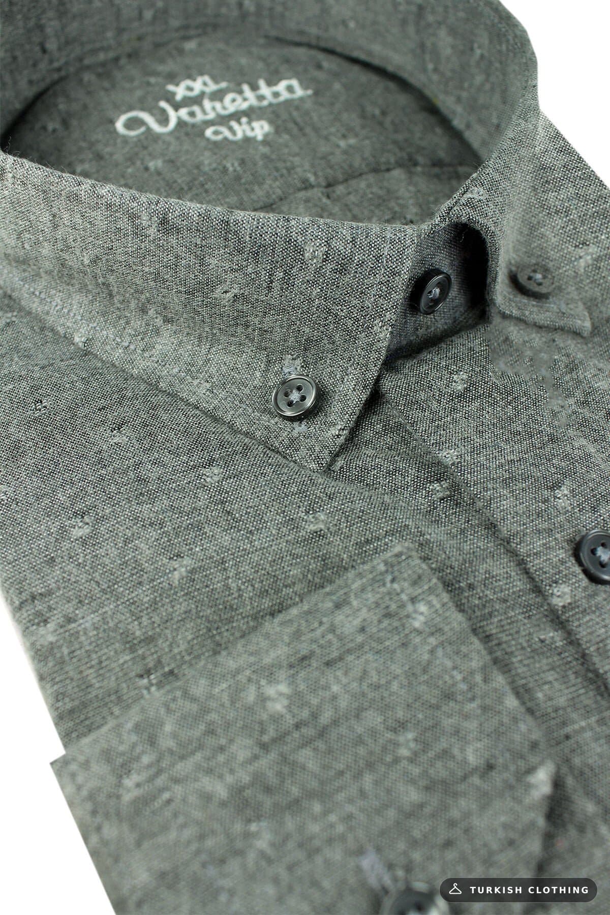 Varetta Plus Size Men's Green Winter Woolen Shirt - Wide Cut Flannel Model with Pockets – wholesale Shirts by Varetta,