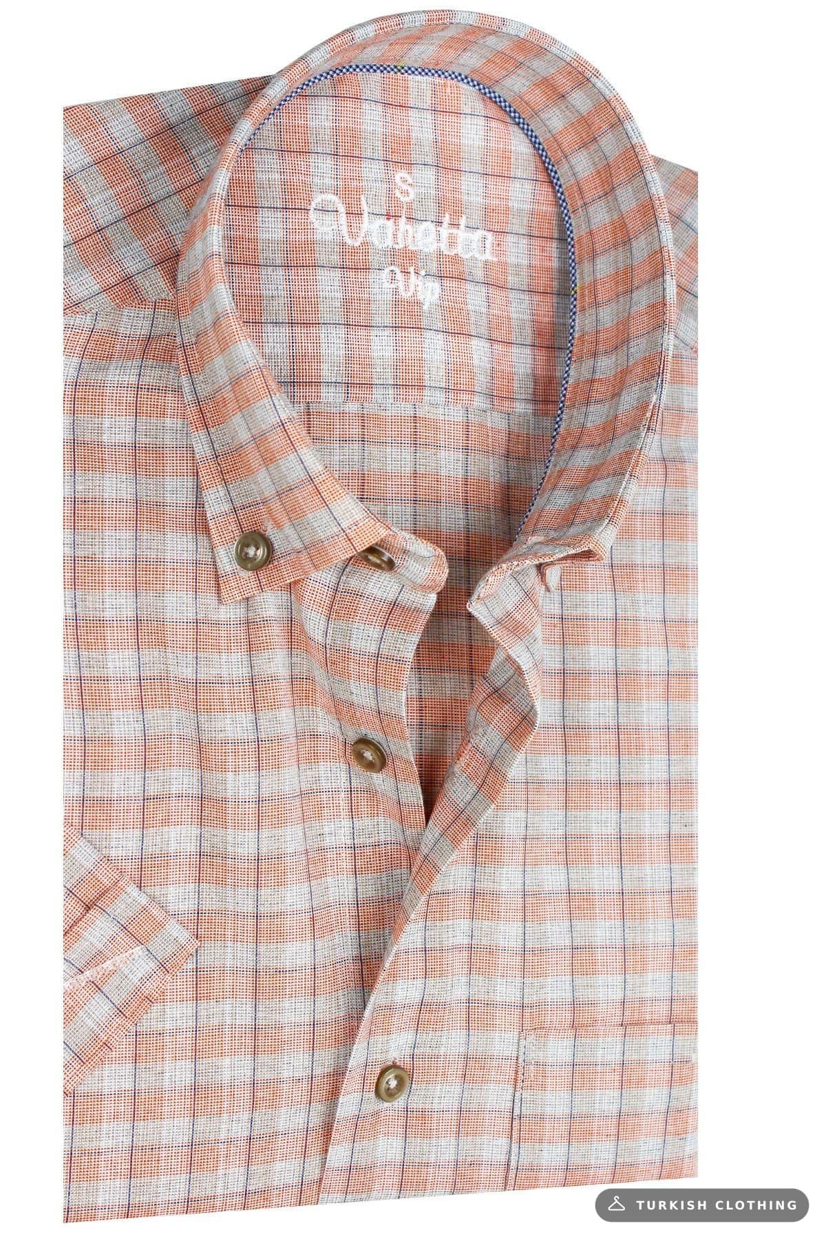 Varetta Salmon Gray Short Sleeve Cotton Summer Shirt Light – wholesale Shirts by Varetta, Turkish clothing manufacturer