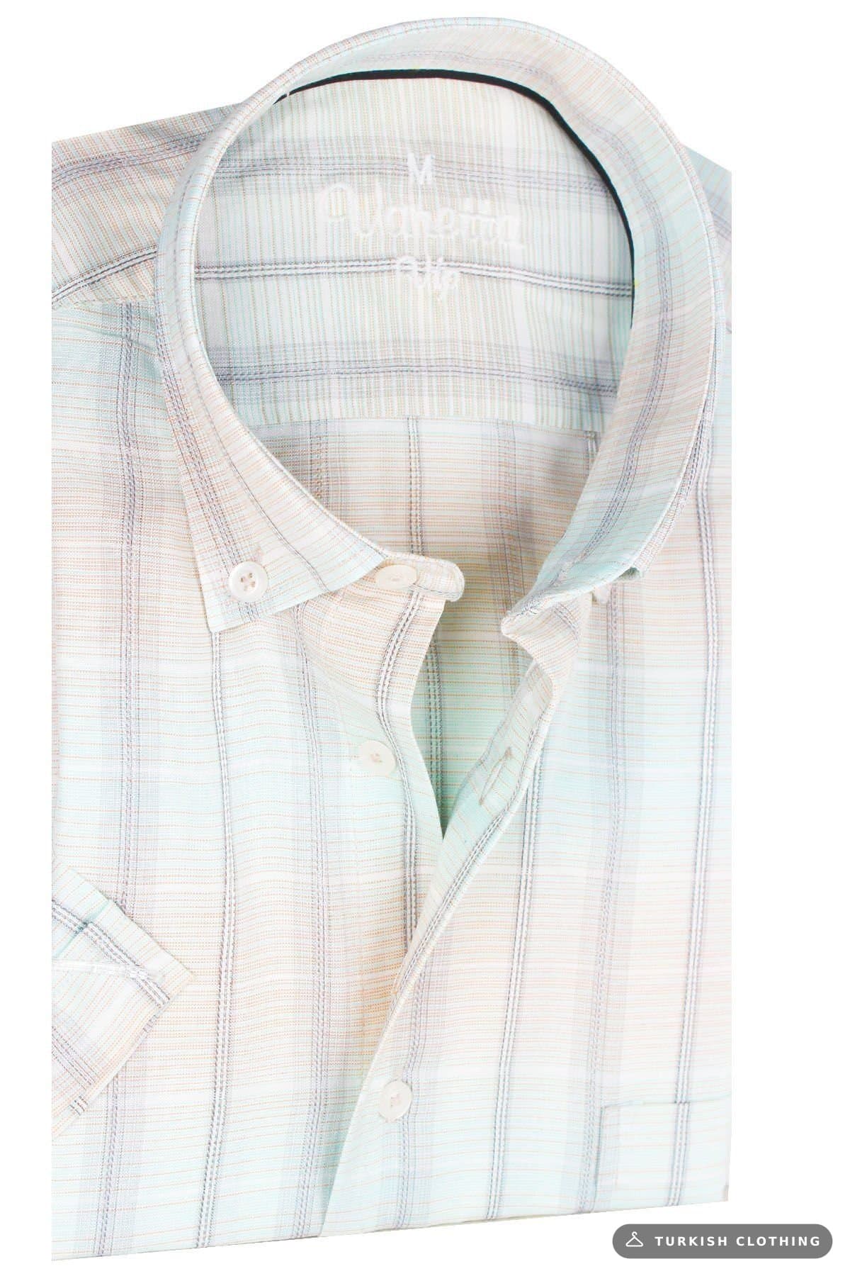 Varetta Water Green Shirt Short Sleeve Cotton Summer Pocket Casual — Aqua – wholesale Shirts by Varetta, Turkish clothing